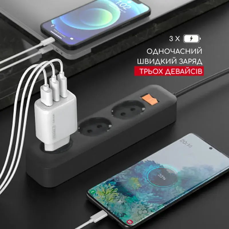 Зарядний пристрій Intaleo 65W GAN 2USB-C PD+USB-A QC 3.0 white (1283126559525) - фото 6