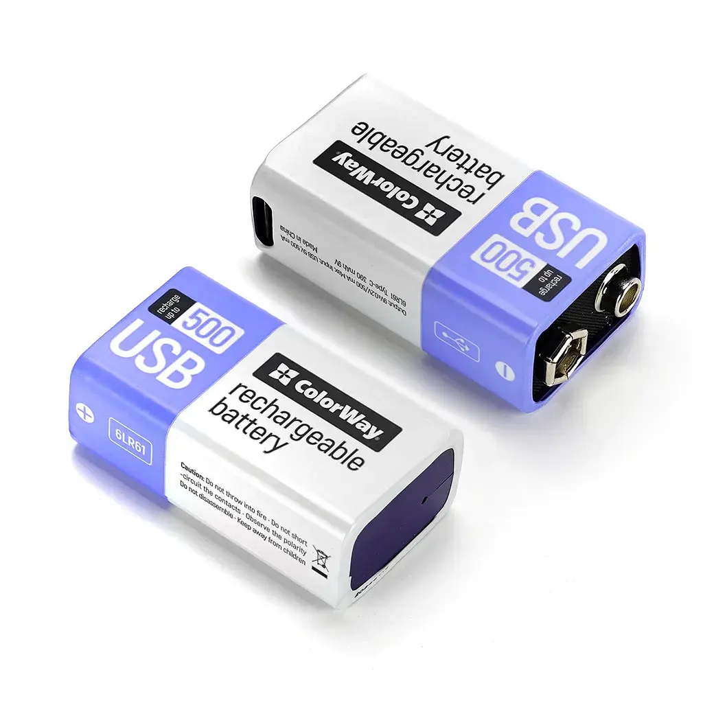 Акумулятор Крона USB-С 390 mAh 9V (Li-Polymer) ColorWay (CW-UB9V-06) - фото 2