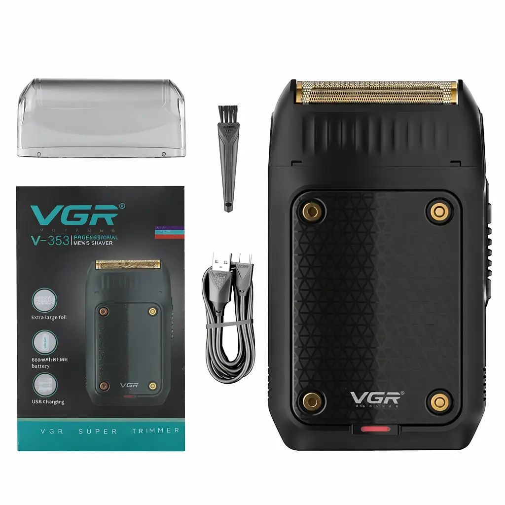 Електробритва портативна VGR V-353 з USB, Чорна / Професійна чоловіча машинка для гоління