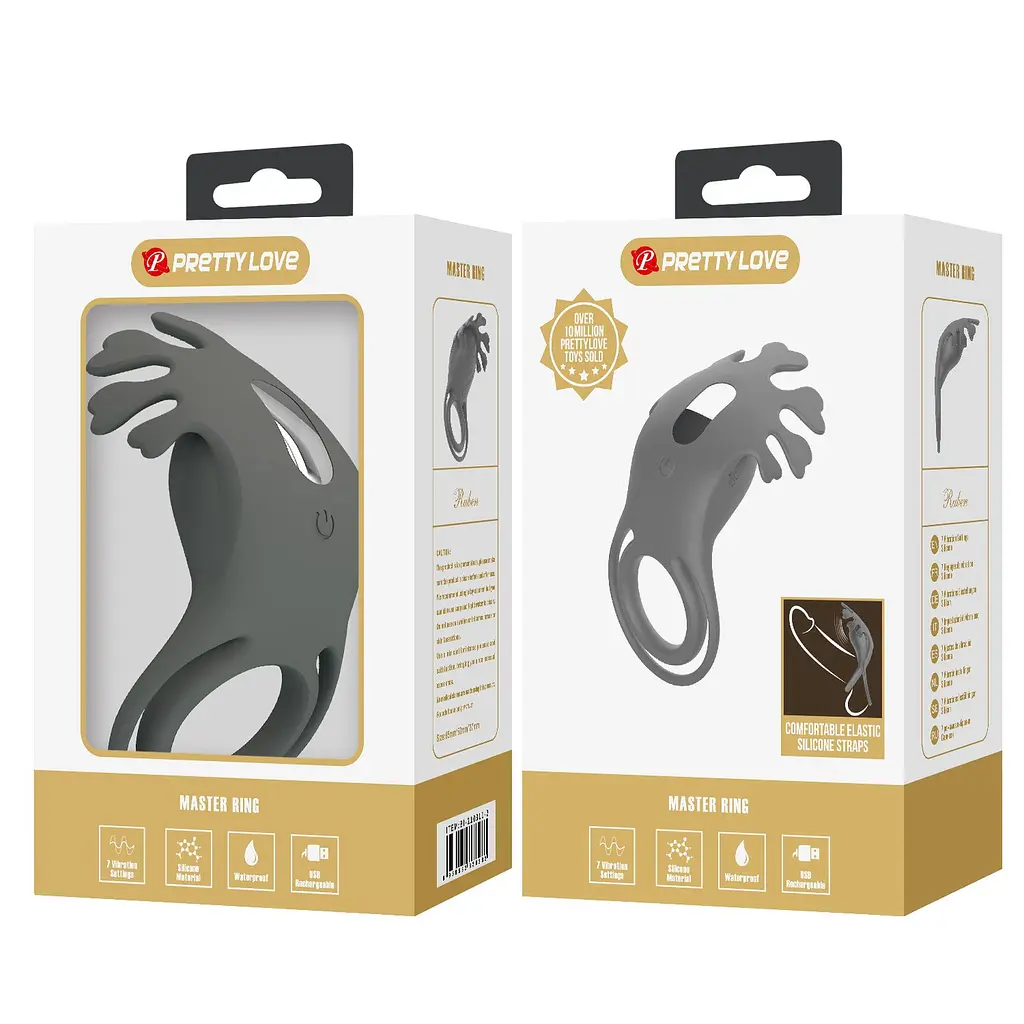 Ерекційне кільце Pretty Love Vibrant Penis Ring Ruben 8.5 см сірий - фото 11