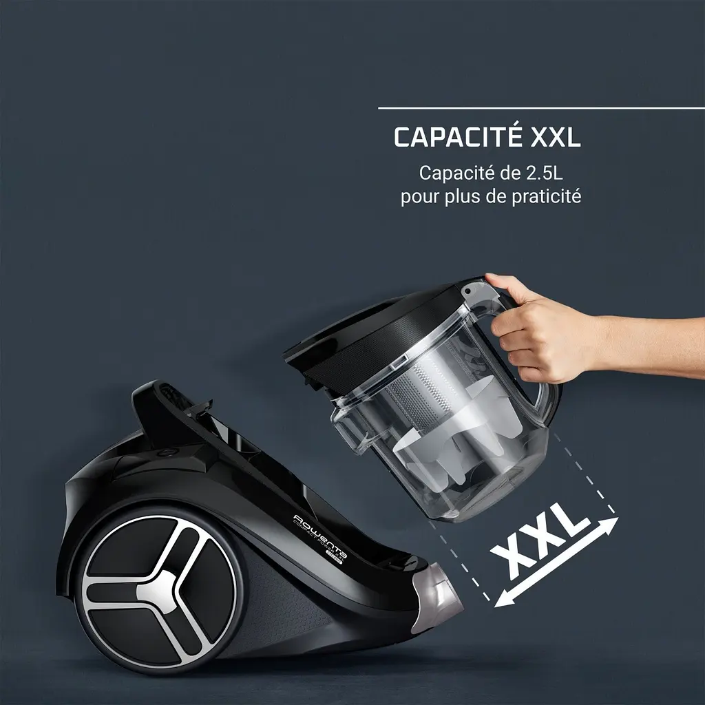 Пилосос контейнерний Compact Power XXL, 900Вт, конт пил -2.5л, HEF system, чорний ROWENTA teh0016417 - фото 8