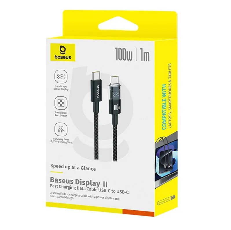 Кабель Baseus Display 2 Fast Charging Data Cable USB-C to USB-C 100W 1m Black - фото 2