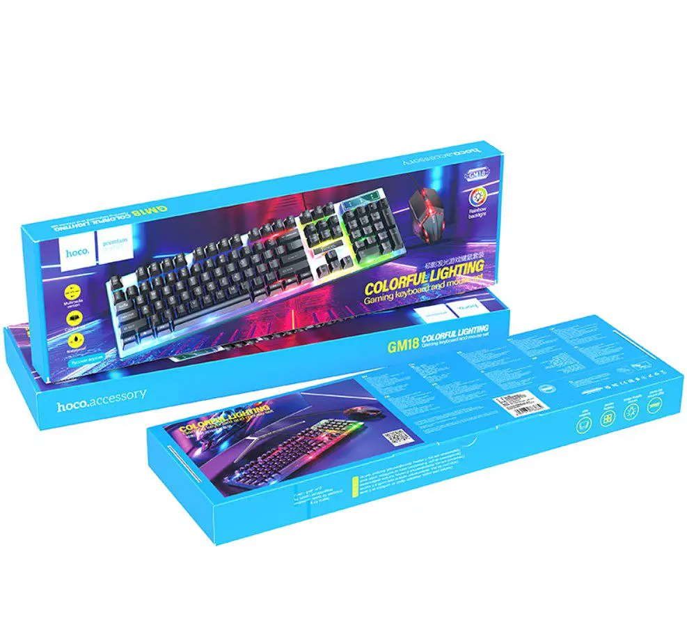 Комплект клавіатура та мишка HOCO GM-18 KB+Mouse, USB, RGB-підсвітка - фото 7