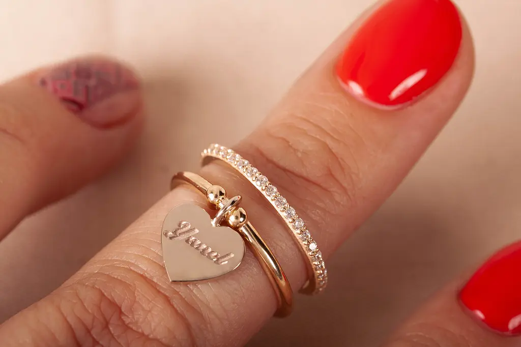 Каблучка з жовтого і білого золота з сердечком 18 K-0245 - фото 4
