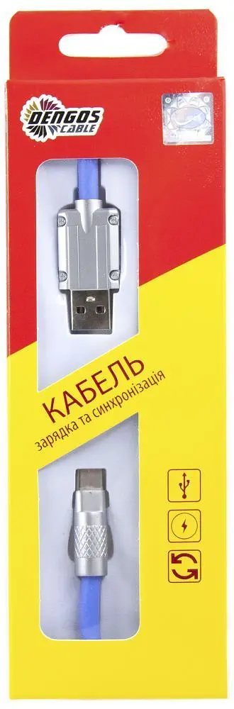 Кабель Dengos USB - USB Type-C (M/M) 1 м Blue (PLS-TC-NS-BLUE) - фото 3