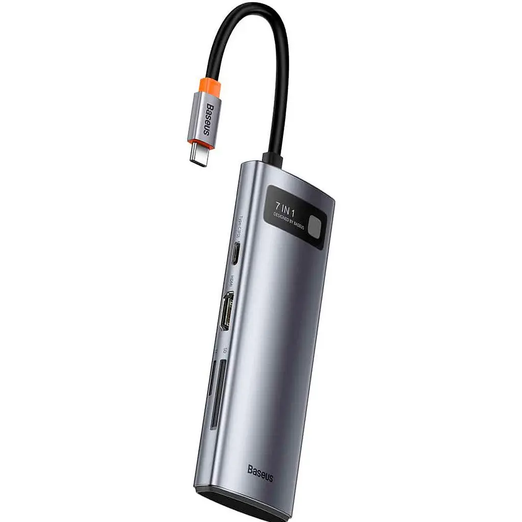 USB-хаб Baseus Metal Gleam Series 7-in-1 Multifunctional Type-C HUB Gray (WKWG020113) [72632] - фото 4