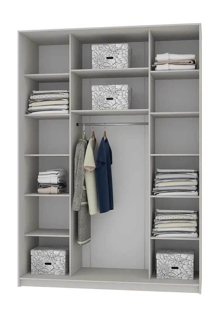 Шкаф-купе двухдверный MebelStar Комбо AL ДСП/Зеркало 170x60x240 см Аляска серый (MBS-4146) - фото 2