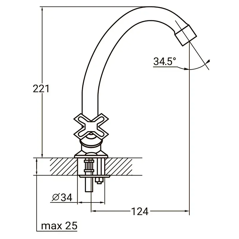 Змішувач QN 1/2" для кухні економ на шпильці (КРАТНО 2шт) AQUATICA QN-2B158C (9786100) - фото 2