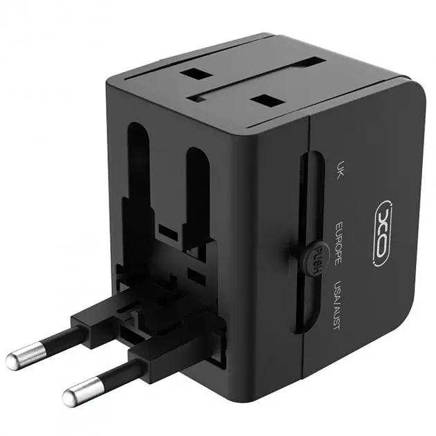 Мережевий фільтр XO WL01 charger can use for all countries for UK, EU, US Black