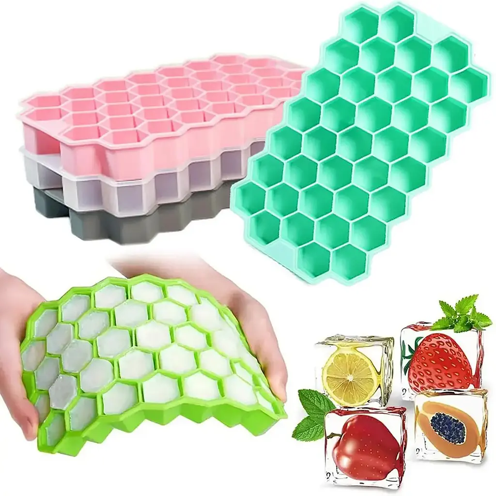Багаторазова силіконова форма для приготування льоду з кришкою як стіл, Kitchen Master Рожевий 87746 - фото 8