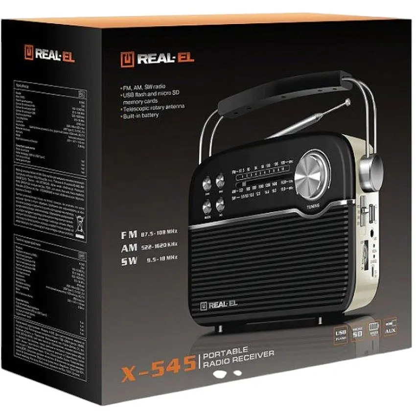 Радиоприемник портативный REAL-EL X545 Black - фото 7