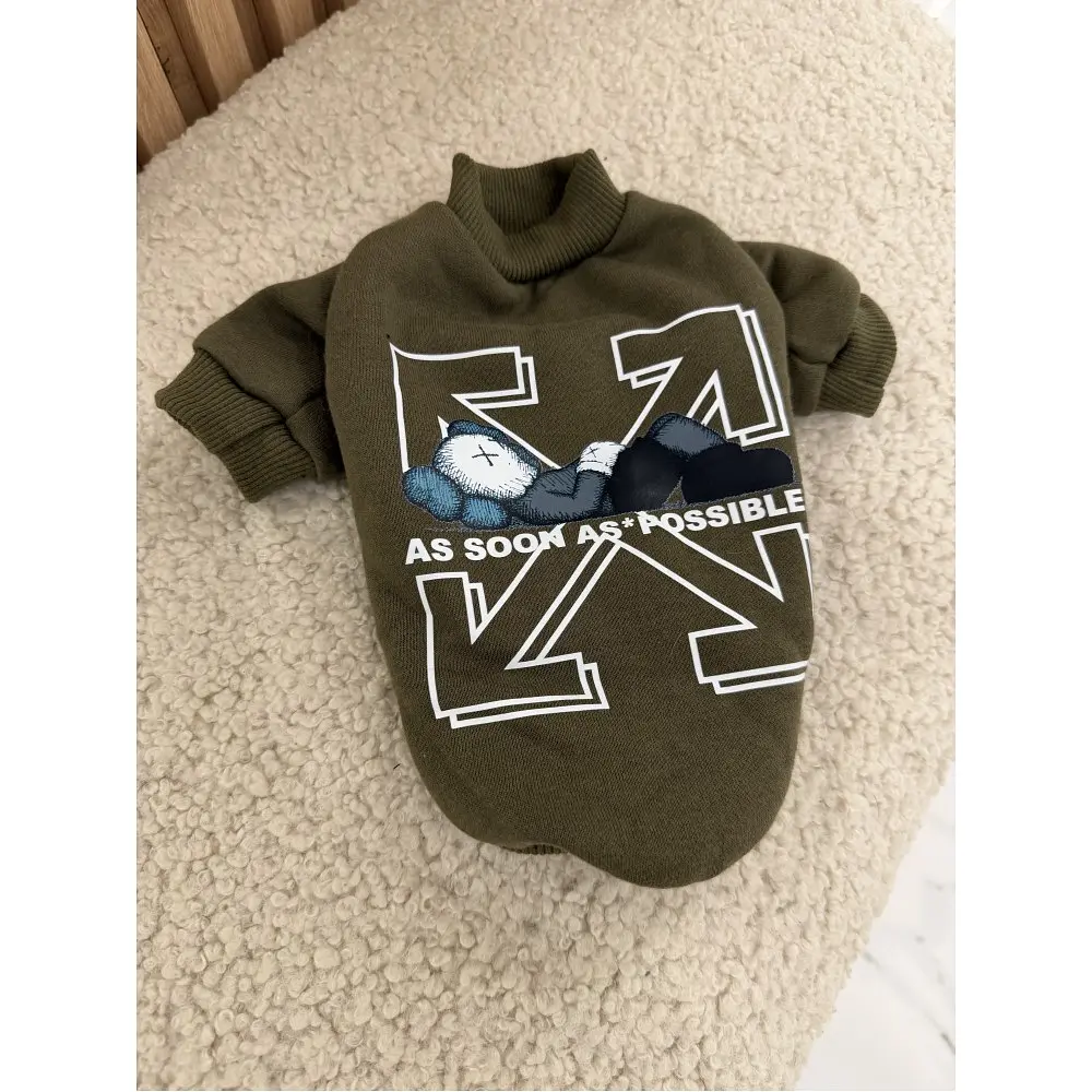 Теплий світшот ASAP Teddy хакі для собак та котів XL OFF White zoo0005774 - фото 3