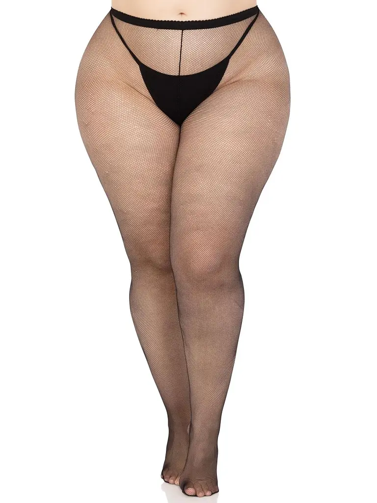 Колготки Leg Avenue Spandex micro net tights 1X/2X чорні в мілку сітку