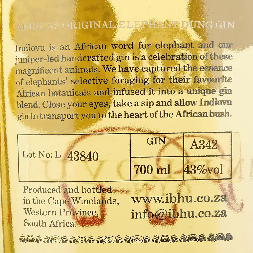 Уценка. Джин Ibhu Indlovu Elephant-Foraged Botanicals Gin 43% 0.7 л - фото 6