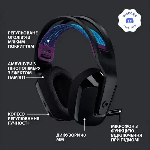 Ігрові навушники Logitech G535 Lightspeed Wireless з мікрофоном чорні (981-000972) - фото 2