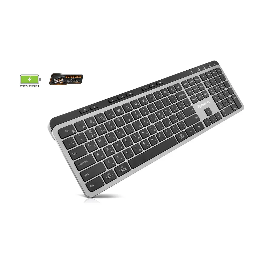 Клавіатура REAL-EL RK-737W Wireless/Bluetooth Black/Grey (EL123100060) - фото 3