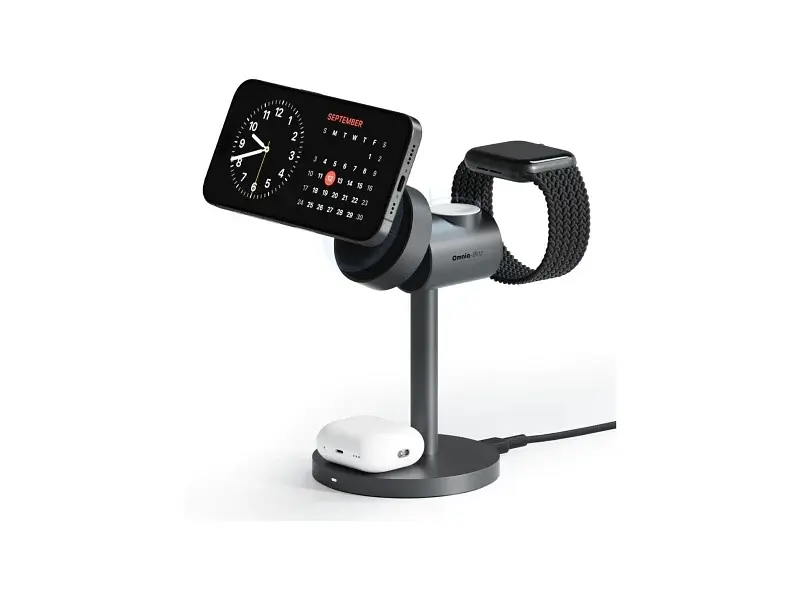 Бездротовий зарядний пристрій AUKEY MagFusion 3-in-1 15 W Qi2 сірий (LC-MC311)