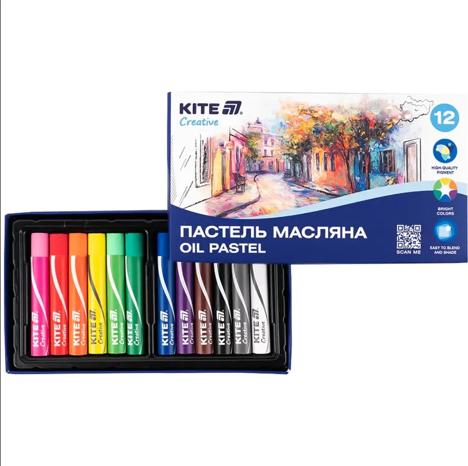 Пастель масляна Kite Creative 12 кольорів (K-200-12) - фото 2