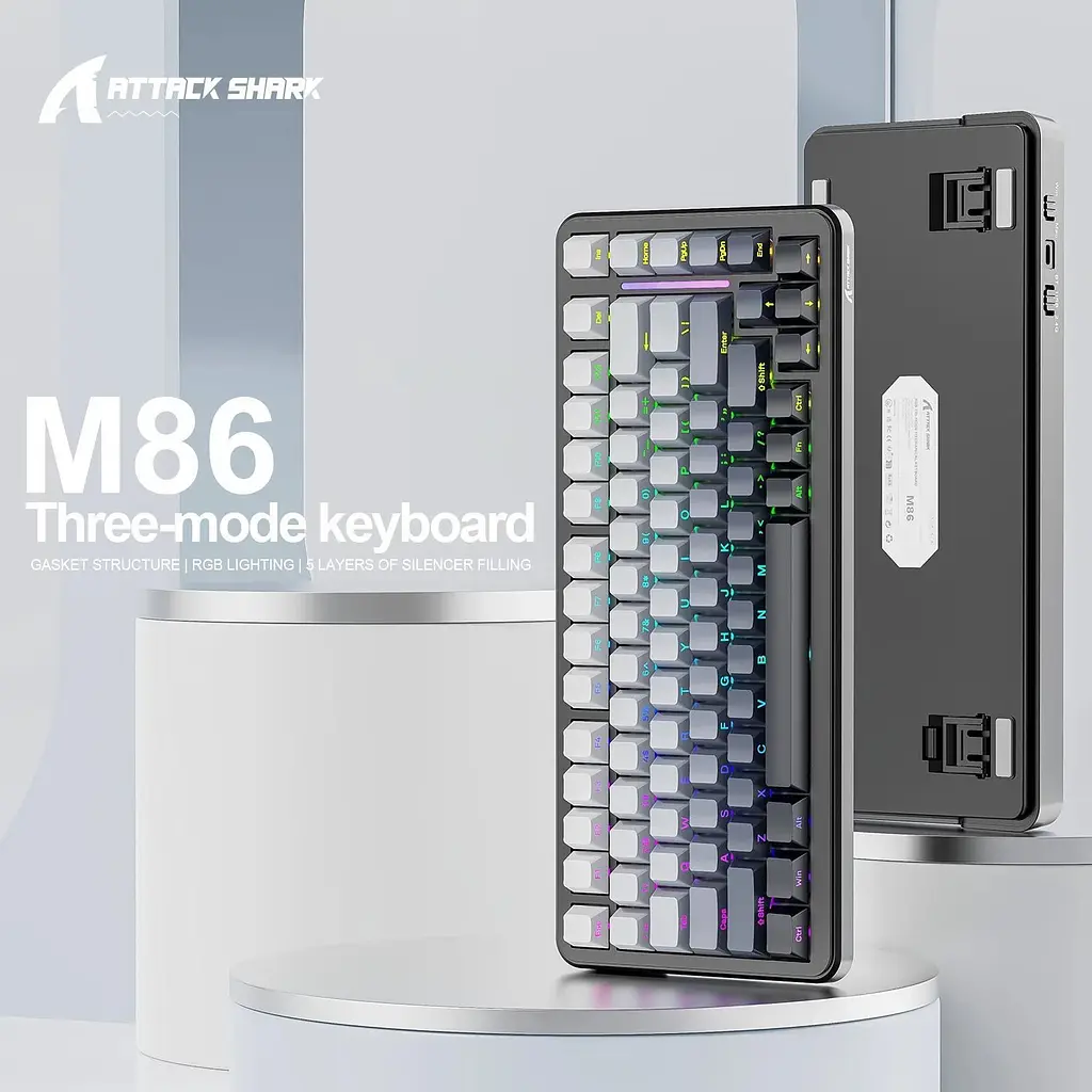 Клавіатура Attack Shark M86 RGB лінійні перемикачі Blueberry Gradient чорна (AS-6972792471525-MN) [166737] - фото 4