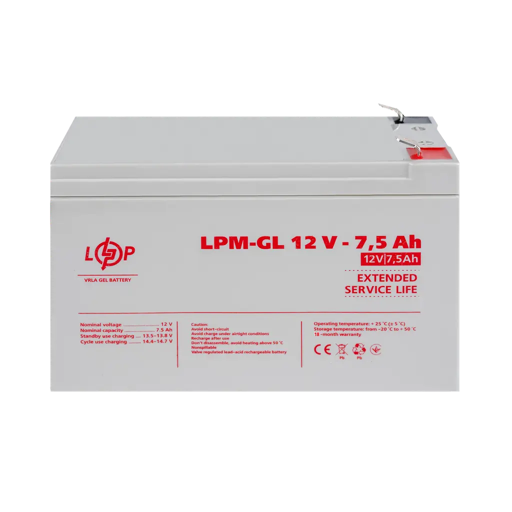 Аккумулятор гелевой LPM-GL 12V - 7.5 Ah - фото 2