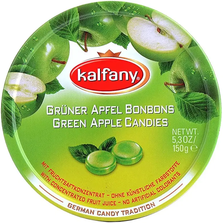 Льодяники Kalfany Green Apple зі смаком зеленого яблука 150 г