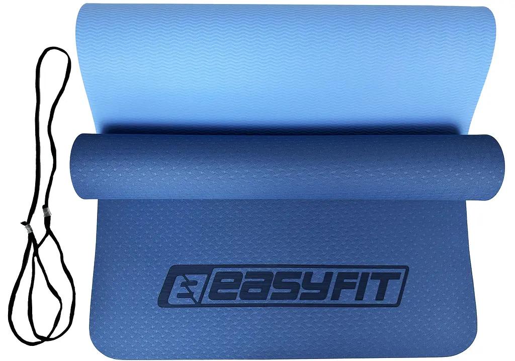 Килимок для йоги та фітнесу EasyFit TPE+TC 6мм двошаровий синій-блакитний (EF-1924-BLB) - фото 14