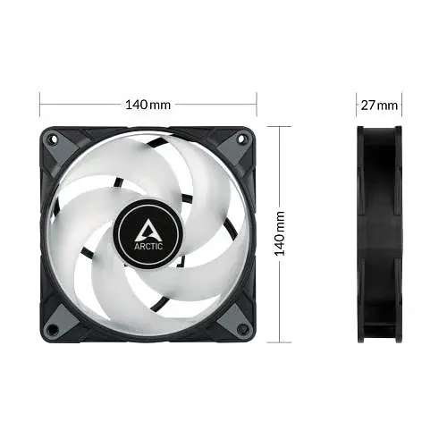 Вентилятор 140 мм, P14 PWM PST A-RGB, Black, 140х140х27 мм Arctic teh0028692 - фото 3