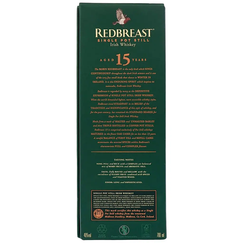 Віскі Redbreast Irish Single Pot Still 15 yo 46% 0.7 л - фото 10
