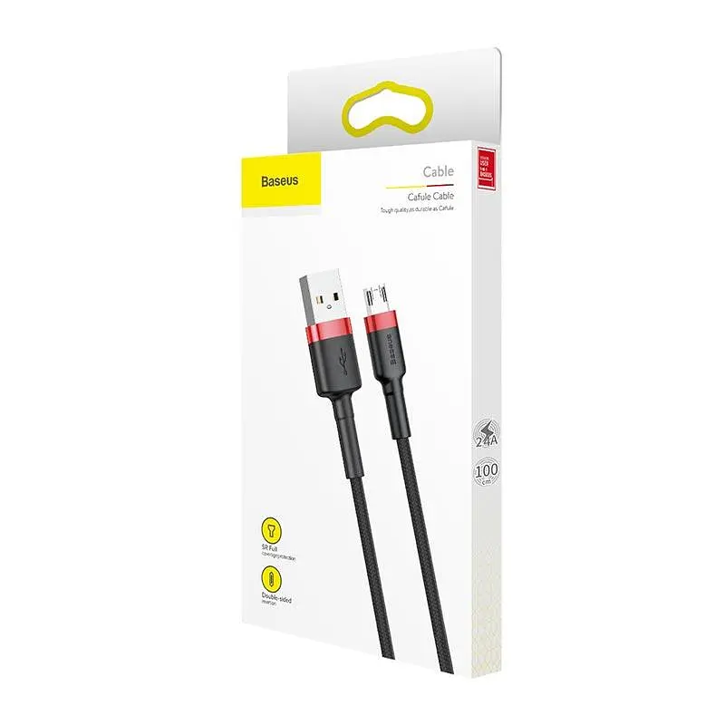 Кабель Micro USB BASEUS cafule 1 метр (CAMKLF-B91) чорний червоний - фото 2