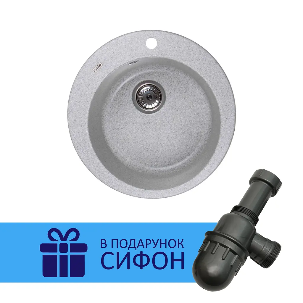 Каменная мойка Ventolux Fabia Gray Granit 500x200 мм - фото 3