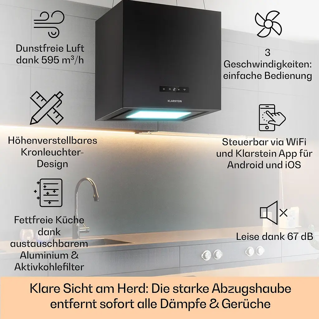 Островная вытяжка Klarstein Chandelier Smart Island (10035710) - фото 2