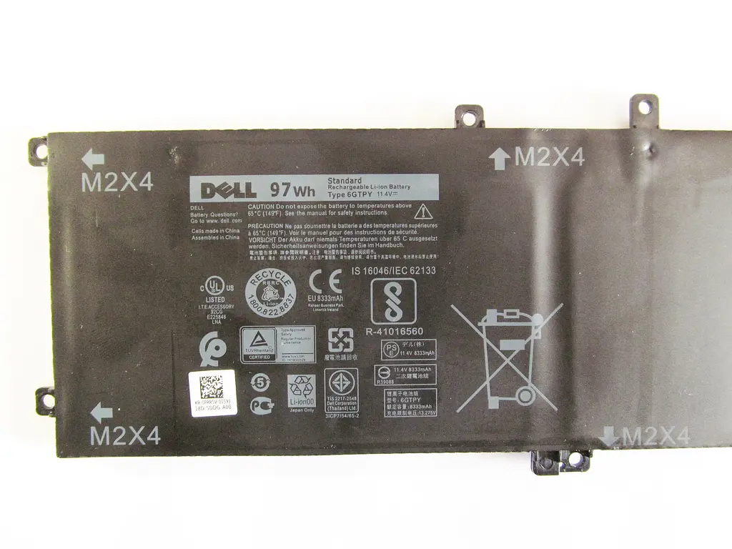 Акумулятор для ноутбука Dell XPS 15-9560 (long) 6GTPY, 97Wh (8333 mAh), 6cell, 11.4V, Li-ion, чорний - фото 2