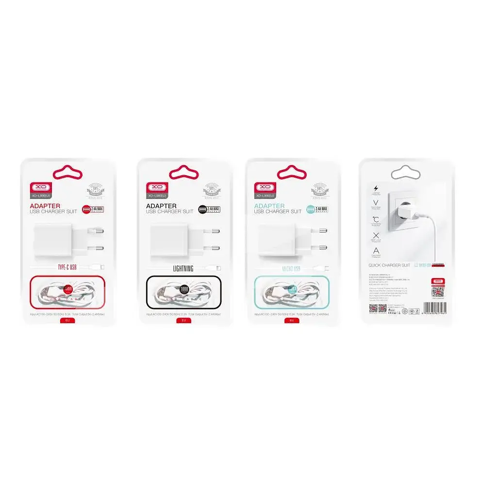 Зарядний пристрій XO L99 USB 12W + cable USB to Lightning white (L99-L-WH) - фото 4