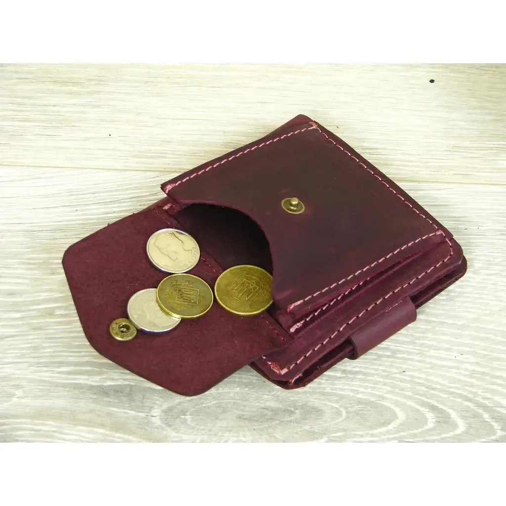 Кошелек GS кожаный бордовый - фото 6