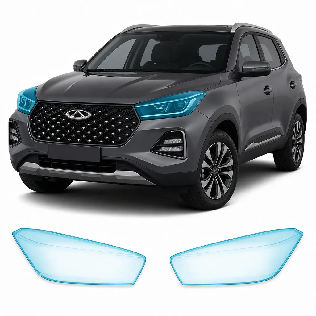 Антигравійна захисна бронеплівка за лекалами для Chery Tiggo 4 Pro 2023- оптика (фари та ПТФ)