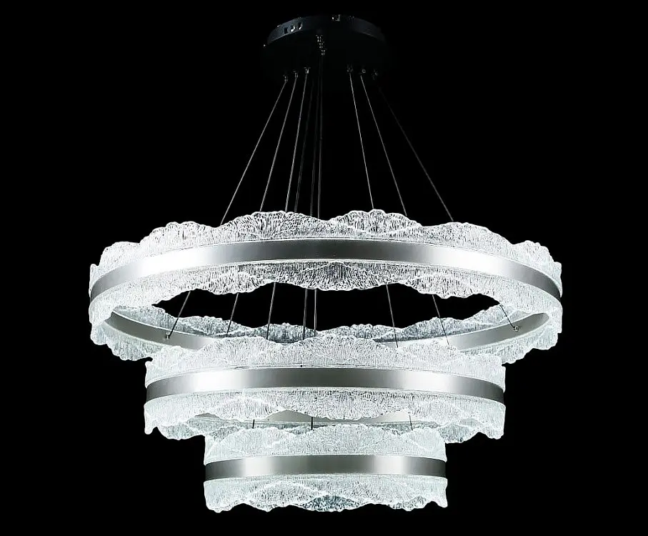 Люстра стельова LED Splendid Ray L83058/800+600+400/3, діаметр 80 см, чорний та сірий, сучасний стиль для дому - фото 2