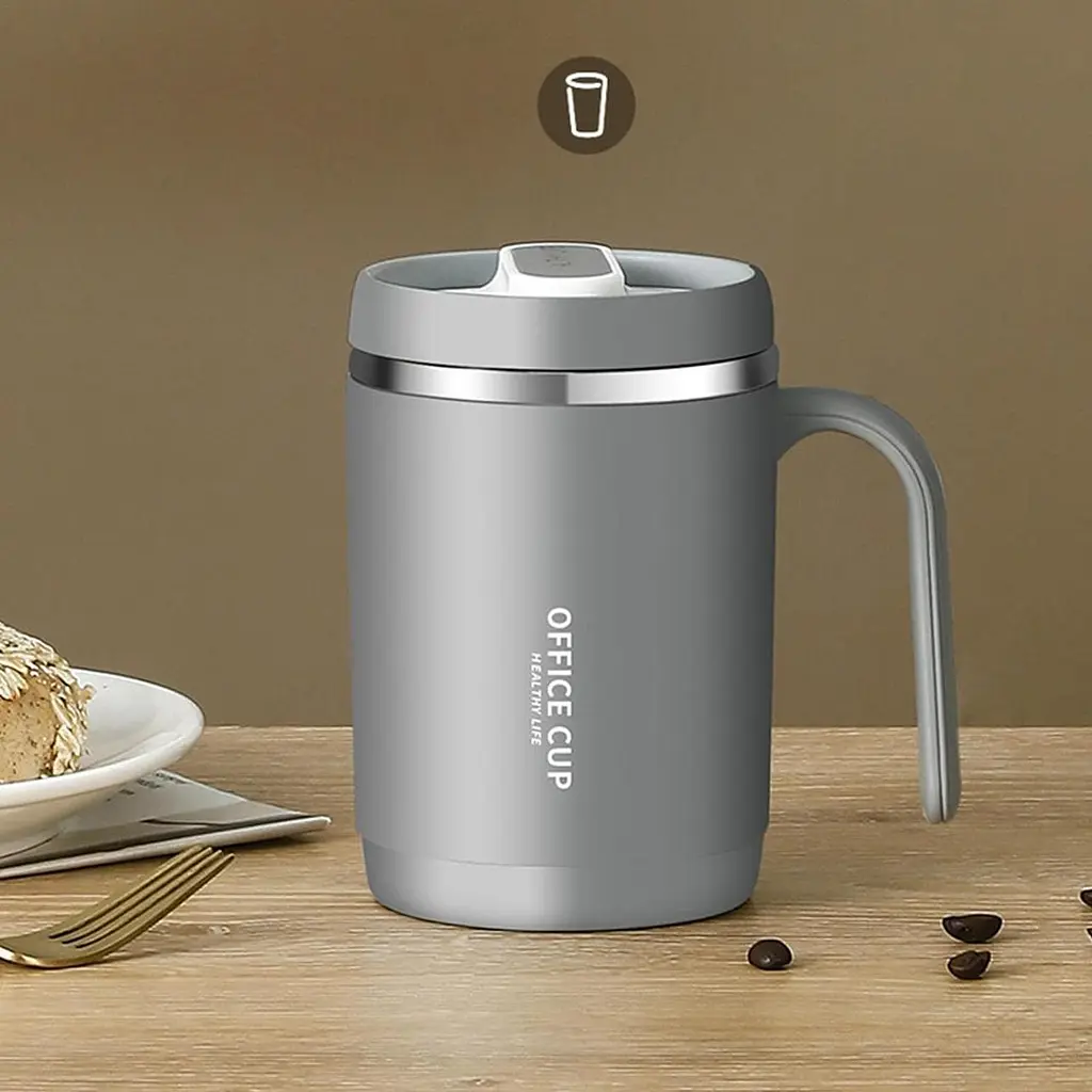 Кухоль office cup 500 мл для кави чаю з вакуумною ізоляцією нержавіюча сталь 304/PP grei - фото 6