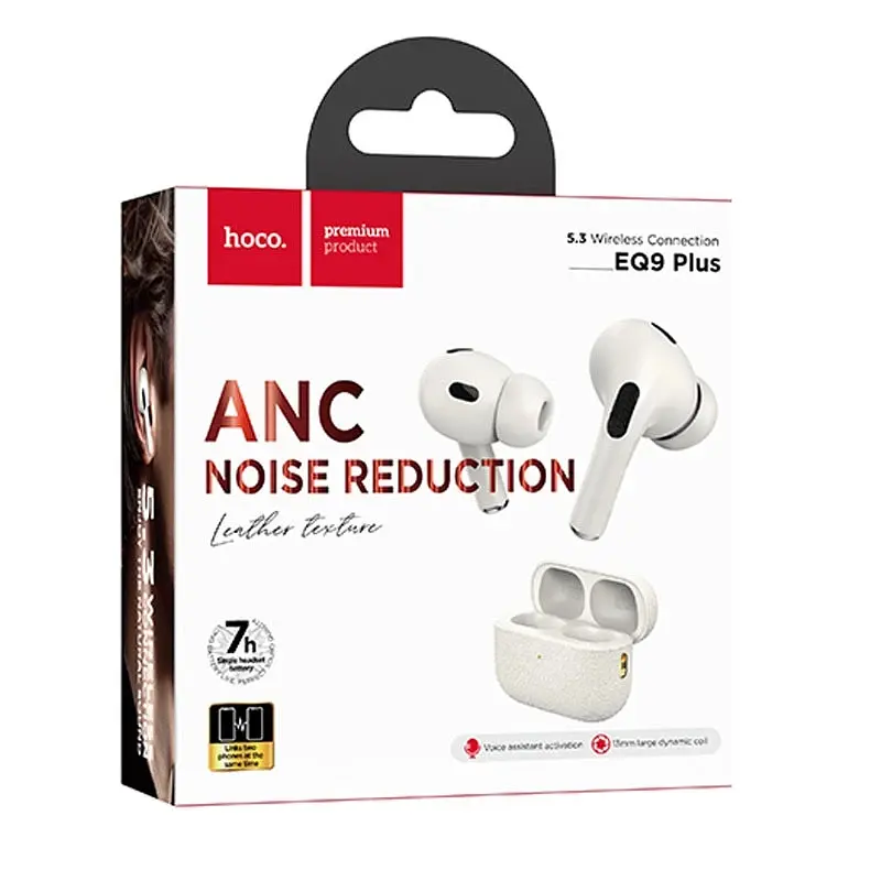 Беспроводные вакуумные наушники Hoco Duke EQ9 Plus, true wireless, ANC, Noise Reduction, BT headset, BT5.3, 40mAh, 300mAh, 7h, 28h, milky white - фото 4