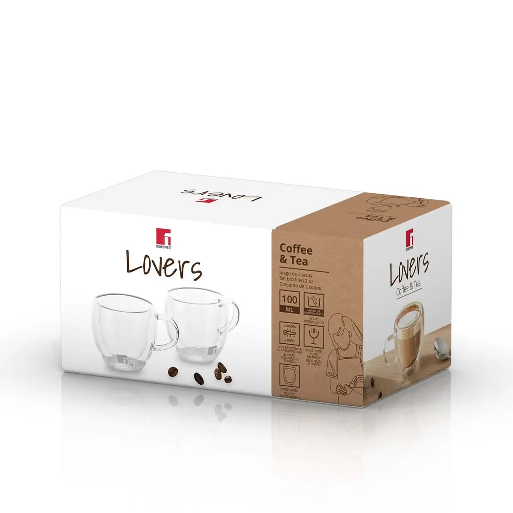 Набор стеклянных чашек Bergner Coffee & tea lovers 100 мл 2 шт (BG-20114-MM) - фото 2