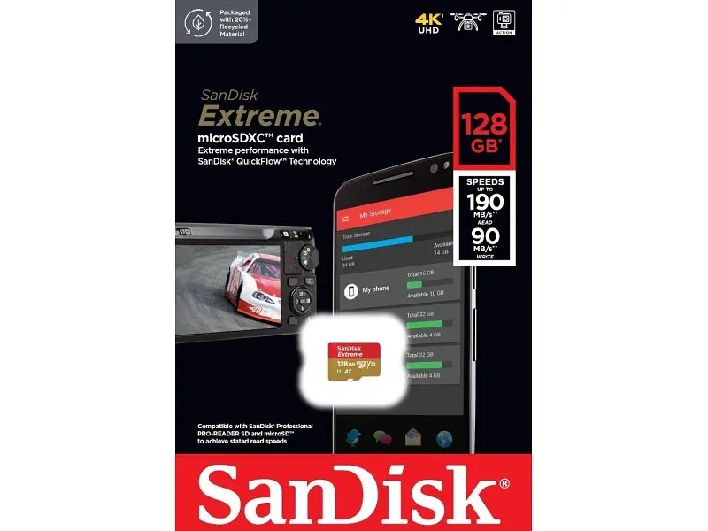 Карта пам'яті SanDisk Extreme microSDXC UHS-I U3 V30 A2 128 GB (SDSQXAA-128G-GN6MN) - фото 3