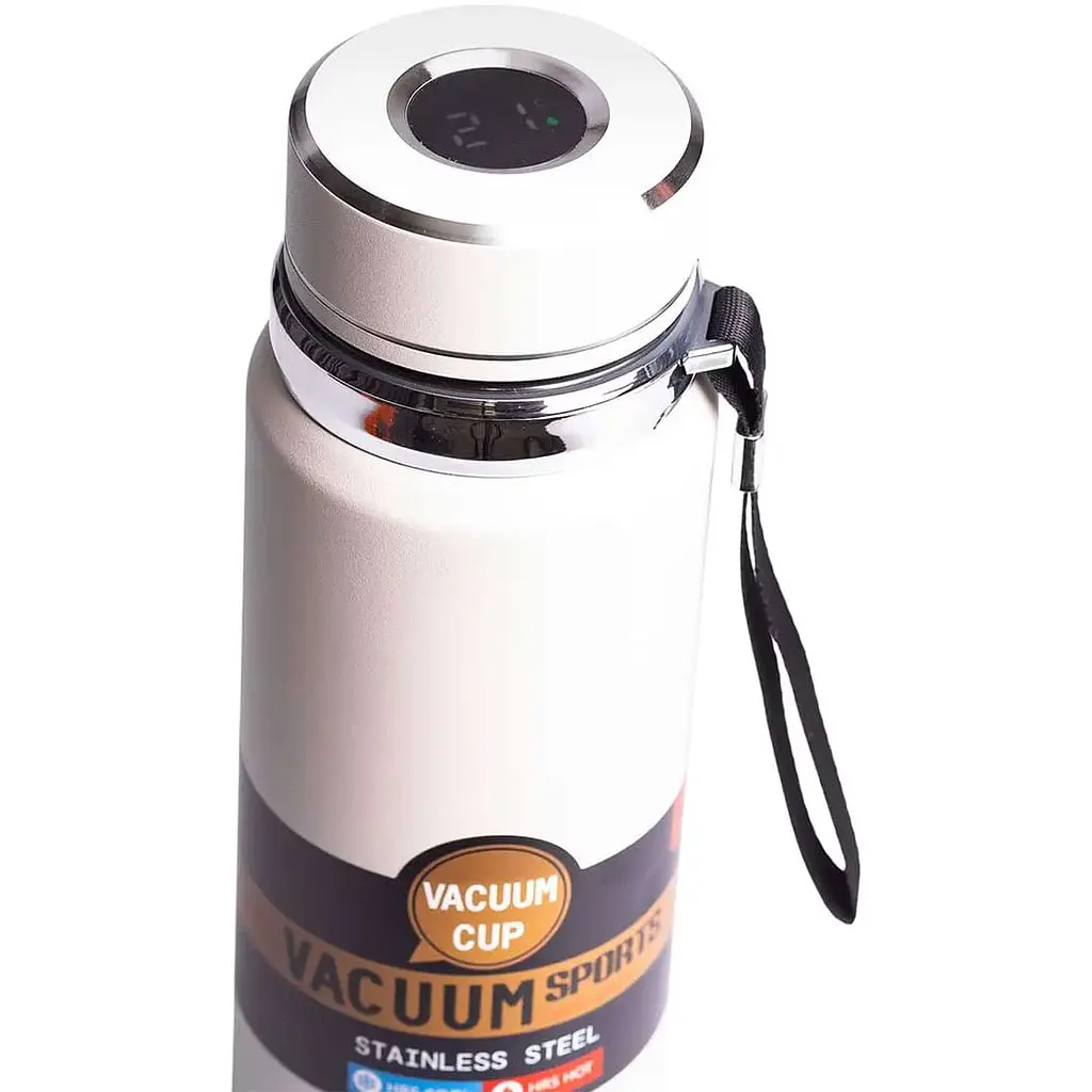 Термос Vacuum Sports 1 л с датчиком температуры и ситечком, белый Yiwu HP-14-30W - фото 5