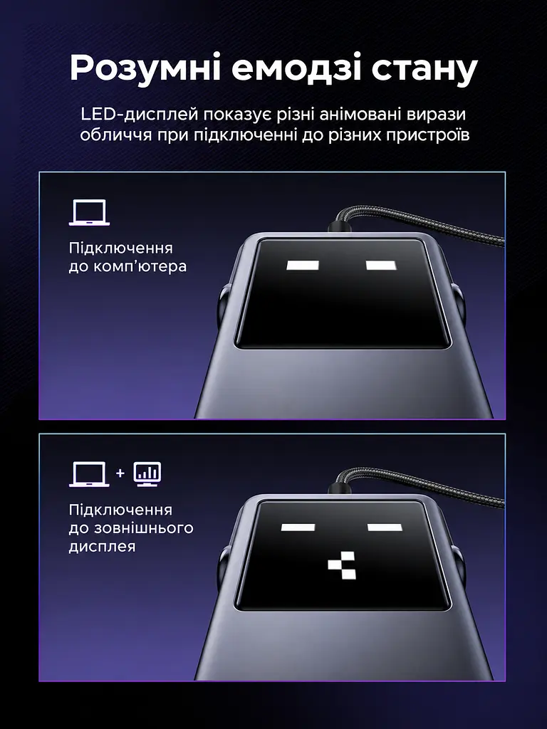 USB-C хаб UGREEN Uno CM889 концентратор 7 в 1 вихід HDMI до 4K 60 Гц 2 USB-A 3.0 та USB-C 3.0 для даних до 5 Гбіт/с кардридер SD/TF вхід живлення USB-C PD 3.0 до 100 Вт заряджання через порт USB-C для даних до 20 Вт для HDMI потрібен USB-C хоста з відеовиходом блокування екрана однією кнопкою LED-дисплей стану підключень для Windows/macOS/Linux темно-сірий із чорною передньою панеллю (75179) - фото 7