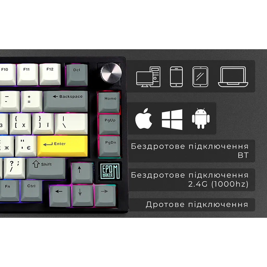 Клавіатура Epomaker TH80 SE Budgerigar Switch Black [TH80-SE-B-BV2] [125686] - фото 8