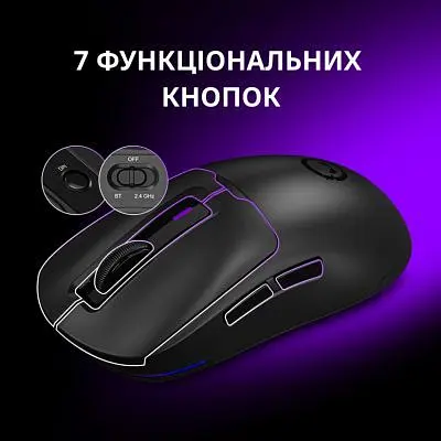 Комп'ютерна мишка Lorgar MSA10W Wireless Gaming Black (LRG-MSA10W-BK) - фото 6