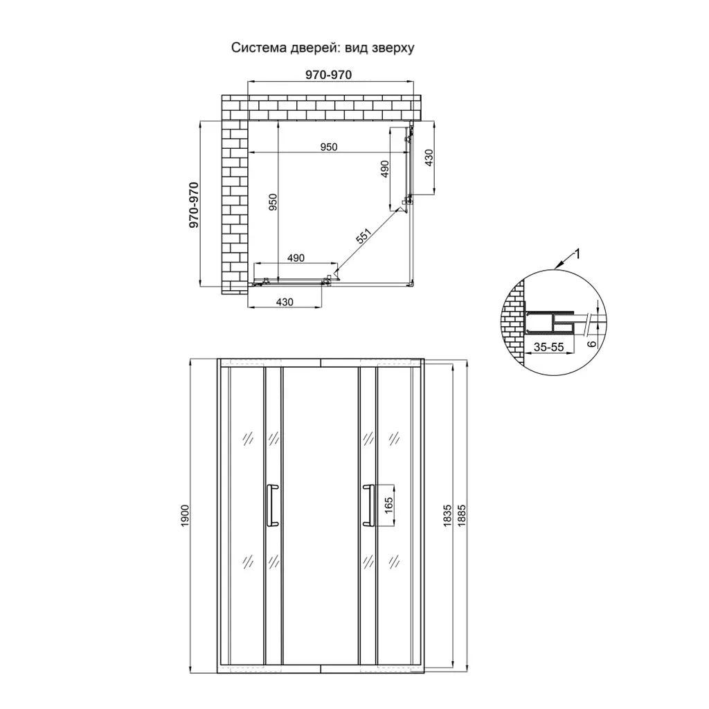 Душова кабіна Qtap Taurus CRM1011SC6 100x100 см, скло Clear 6 мм, покриття CalcLess без піддона, Універсальна, хром, без поддона - фото 2