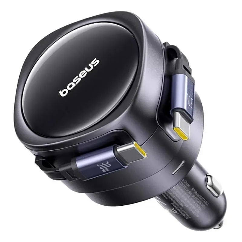 АЗП Enjoyment Max PD60W with retractable cable (2USB-C) (C00035507121) Cosmic Black Baseus teh0029947 - фото 4