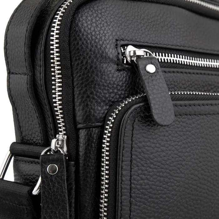 Сумка чоловіча шкіряна чорна Tiding Bag M5608-1A через плече - фото 6