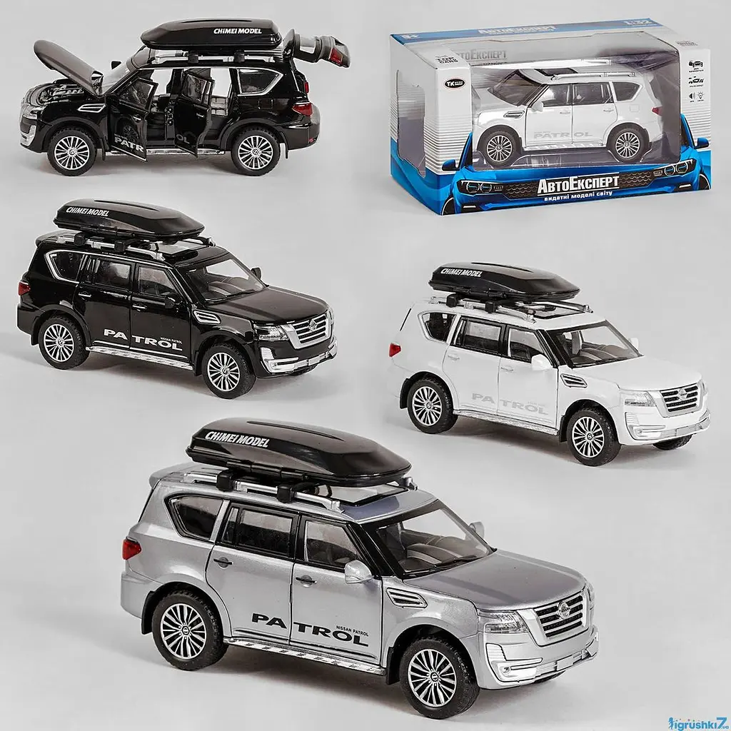Колекційна металева модель автомобіля АвтоЕксперт Nissan Patrol з багажником на даху, інерцією, світлом та звуком 1:32 - фото 10