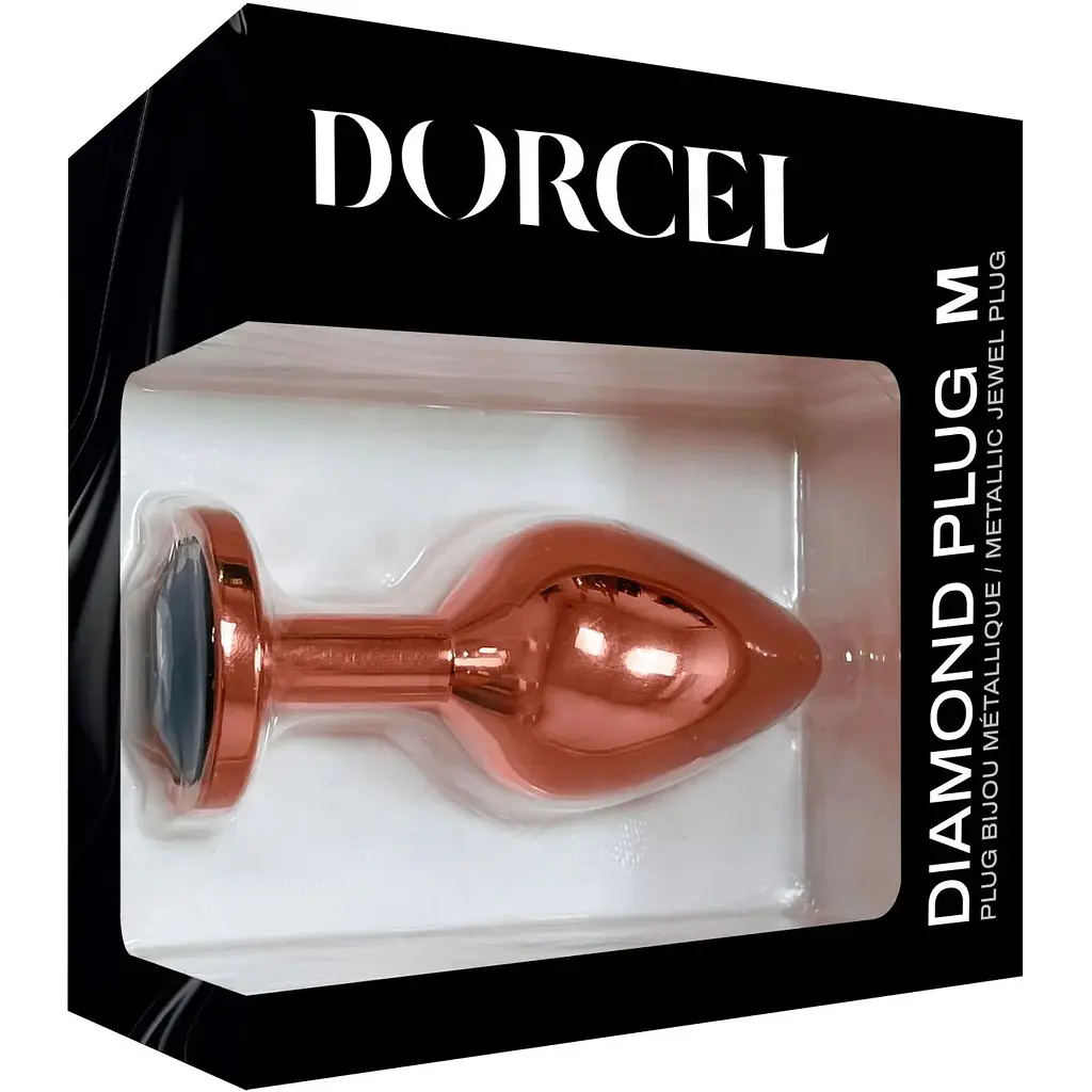 Металева анальна пробка Dorcel - Diamond Plug Rose Gold із прикрасою у вигляді кристалу M - фото 5