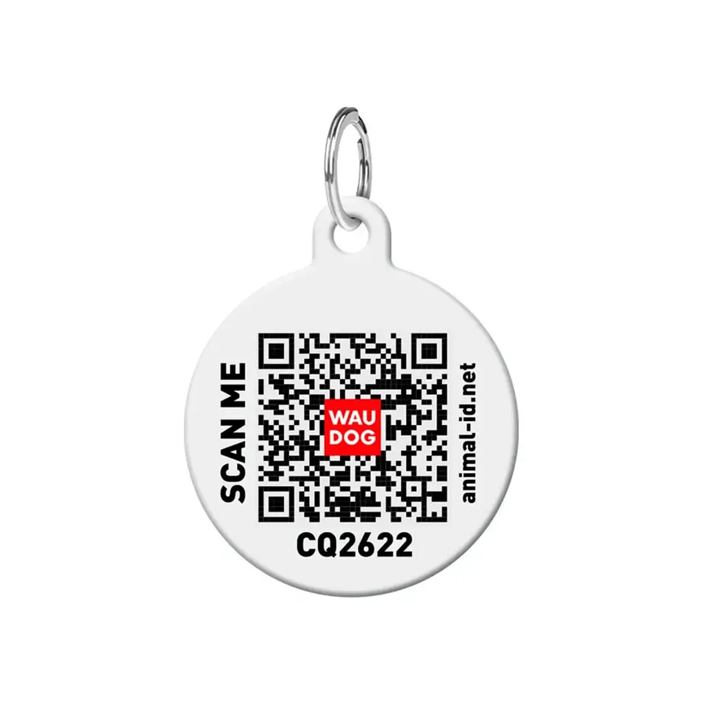 Адресник для собак і котів персоналізований Waudog Smart ID з QR паспортом, Камо зелений, M, діаметр 30 мм - фото 3